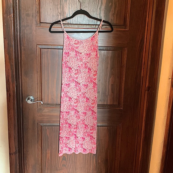 Ann Taylor Paisley Floral Pink Dress Size 6 - Picture 2 of 4